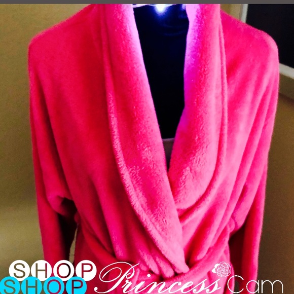 💖CYPRESS Women Cozy Fleece Wrap Hot Pink Robe SzM - Picture 4 of 8